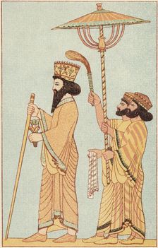Darius I (548-486 BC) Achaemenid king of Persia from 521, with attendants, 1881