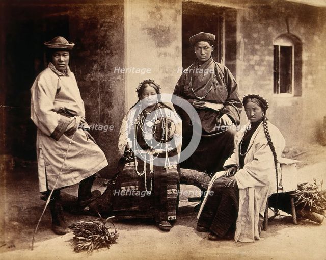 Darjeeling, India: women and men in traditional dress, 1904. Creator: Unknown.