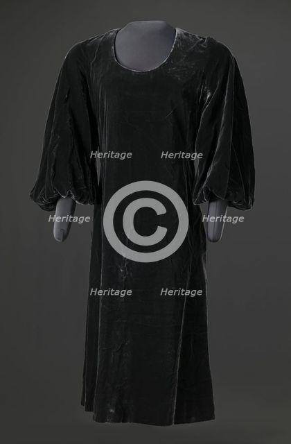 Dark grey velvet dress designed by Arthur McGee, mid 20th-late 20th century. Creator: Arthur McGee.