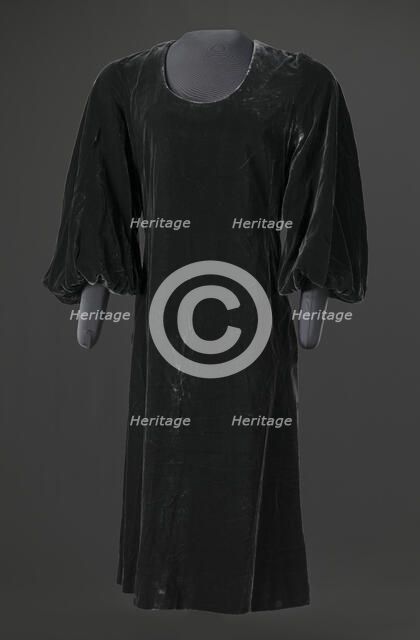Dark grey velvet dress designed by Arthur McGee, mid 20th-late 20th century. Creator: Arthur McGee.