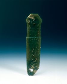 Dark green jade handle, Shang dynasty, Erligang phase, China, c1600-c1400 BC. Creator: Unknown