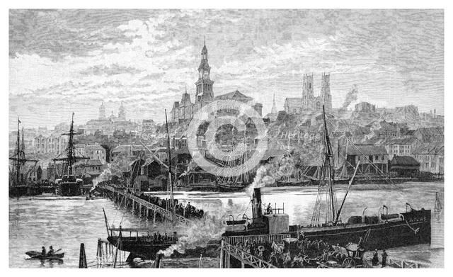 Darling harbour, from Pyrmont, Sydney, New South Wales, Australia, 1886.Artist: Frederic B Schell