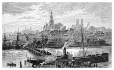 Darling harbour, from Pyrmont, Sydney, New South Wales, Australia, 1886.Artist: Frederic B Schell