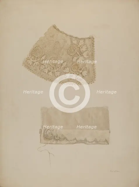 Darned Collar & Pattern of Embroidery, c. 1938. Creator: Eva Wilson.