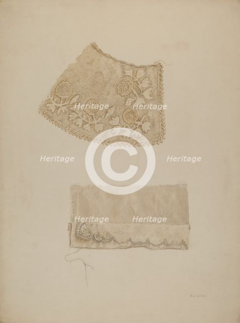 Darned Collar & Pattern of Embroidery, c. 1938. Creator: Eva Wilson.