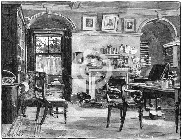 Darwin's study at Down House, his home near Beckenham, Kent, 1883. Creator: Unknown.