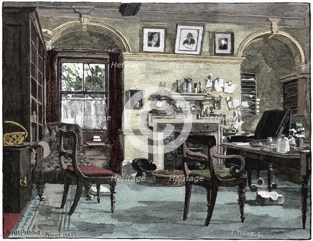 Darwin's study at Down House, his home near Beckenham, Kent, 1883. Artist: Unknown.