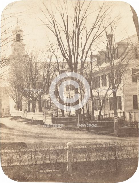 Dartmouth College Church, Professor Clement Long's House, President Nathan..., c. 1858. Creator: Herbert, Henry F.
