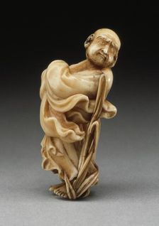 Daruma on Reed, 19th century. Creator: Hidetsune