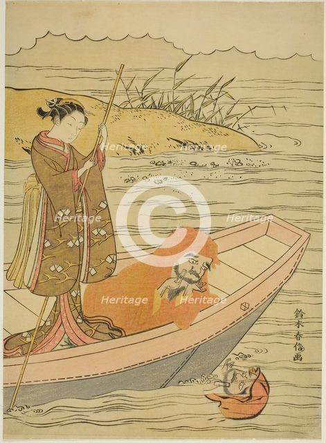 Daruma looking at his reflection, c. 1767/68. Creator: Suzuki Harunobu.