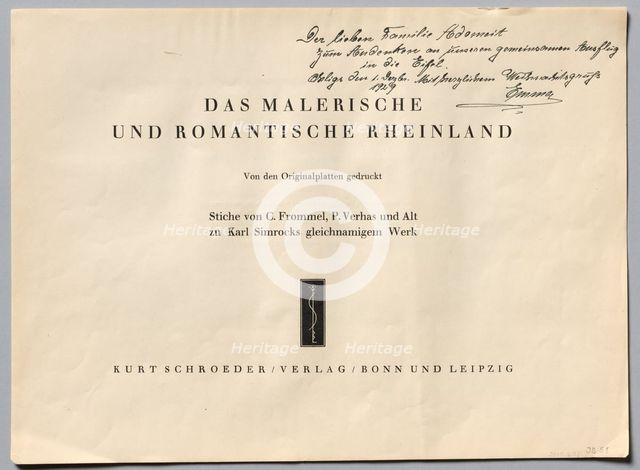 Das Malerische und Romantische Rheinland, 1928. Creator: Henry Winkles (British, 1801-1900); Kurt Schroeder.