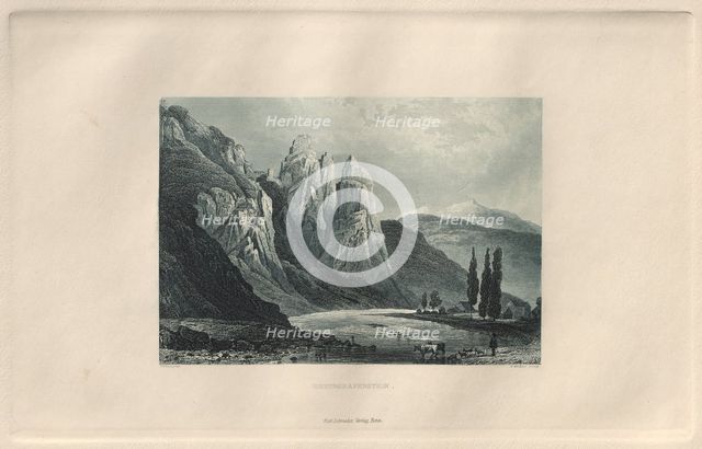 Das Malerische und Romantische Rheinland: Rheingrafenstein, 1928. Creator: Henry Winkles (British, 1801-1900); Kurt Schroeder.