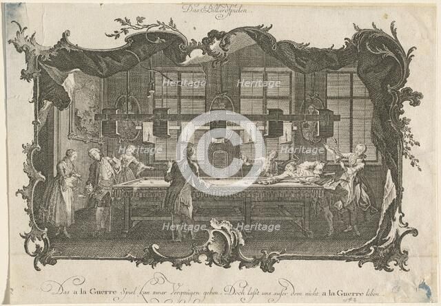 Das Billardspielen (Billiard Players), 1756. Creator: Johann Esaias Nilson.