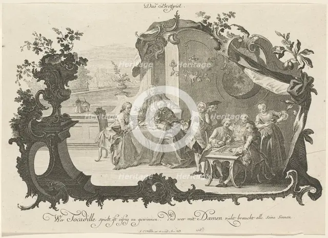 Das Bretspiel (Ladies and Gentlemen Playing Board Games), 1756. Creator: Johann Esaias Nilson.