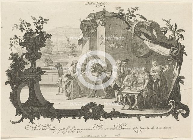 Das Bretspiel (Ladies and Gentlemen Playing Board Games), 1756. Creator: Johann Esaias Nilson.