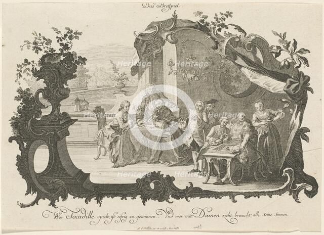 Das Bretspiel (Ladies and Gentlemen Playing Board Games), 1756. Creator: Johann Esaias Nilson.