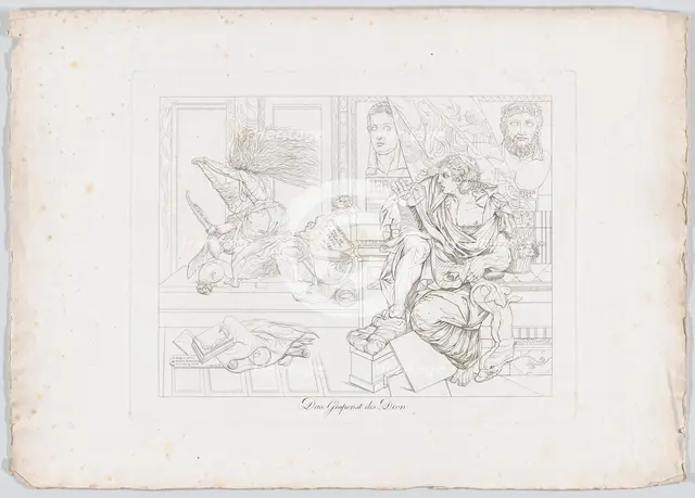 Das Gespenst des Dion (The Apparition Appears to Dion Wielding a Broom, Plutarch, Dion, 55..., 1806. Creator: Johann Heinrich Lips.