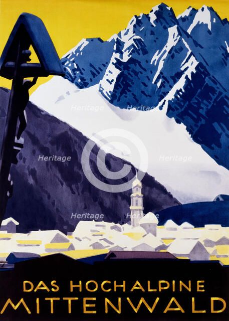 Das hochalpine Mittenwald, c. 1930. Creator: Hohlwein, Ludwig (1874-1949).