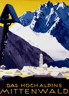 Das hochalpine Mittenwald, c. 1930. Creator: Hohlwein, Ludwig (1874-1949)