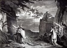 Das Rheingold by Richard Wagner. The Valkyrie's rock. Illustration to the premiere, 1869, 1869
