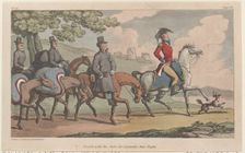 Dash'd with his suite for Santarem that night, from "The Military Adventures of Johnny New..., 1815. Creator: Thomas Rowlandson