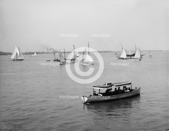 D.B.C.Y. [Detroit Boat Club yacht] regatta, part of the fleet, between 1900 and 1910. Creator: Unknown.