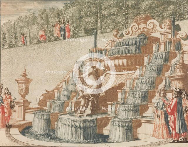 De Cascade van Galathea, aan de West-zyde van de Groote Tuin', in: Tooneel Der Voornaamste..., n.d.. Creator: Lorenz Scherm.