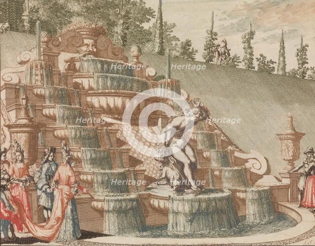 De Cascade van Narcissus, aan de Oost-zyde van de Groote Tuin', in: Tooneel Der Voornaamst..., n.d.. Creator: Lorenz Scherm.