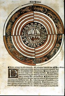 De Celo et Mundo by Aristotle, Book I, engraving of the earth as immobile center of the Ptole…