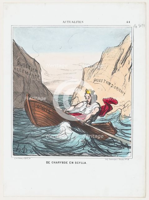De Charybde en Scylla, 1869.  Creator: Honore Daumier.
