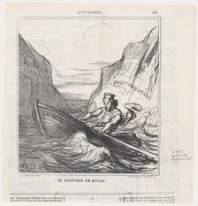 De Charybde en Scylla, 1869. Creator: Honore Daumier