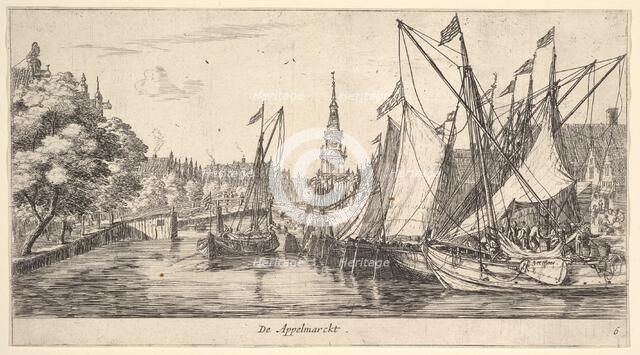De Appelmarckt (The Apple Market), from Views in Amsterdam, plate 6, ca. 1659/62 (?). Creator: Reinier Zeeman.