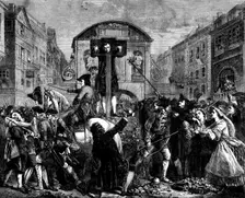 "De Foe in the Pillory", by Eyre Crowe, from the exhibition of the Royal Academy, 1862. Creator: E. Skill