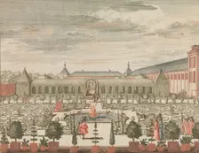 De Koninginne Tuin met t Groene Kabinet , en de Oranjerie, van Achteren gezien", in: To..., n.d.. Creator: Lorenz Scherm