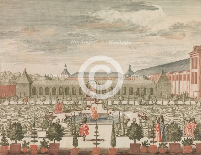 ’De Koninginne Tuin met 't Groene Kabinet , en de Oranjerie, van Achteren gezien", in: To..., n.d.. Creator: Lorenz Scherm.
