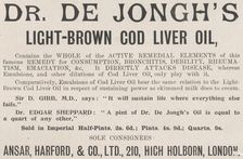 De Jongh's Light-brown cod liver oil, 1898