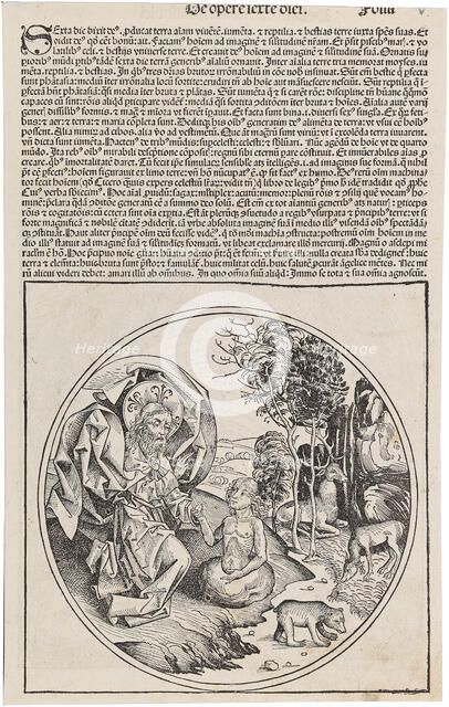 De opere serte diei (from the Schedel's Chronicle of the World), ca 1493. Creator: Wolgemut, Michael (1434-1519).