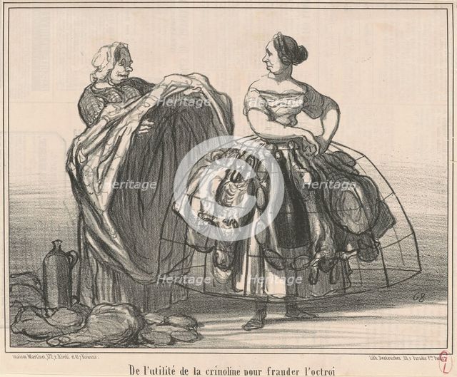 De l'utilité de la crinoline pour frauder l'octroi, 19th century. Creator: Honore Daumier.
