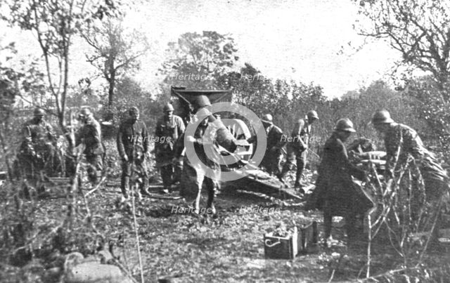 ''De L'Argonne aux Flandres; L'artillerie belge, le 28 septembre 1918, progressant..., 1918. Creator: Unknown.