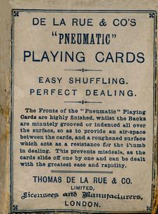 De La Rue & Co's Pneumatic Playing Cards, cover, 1925
