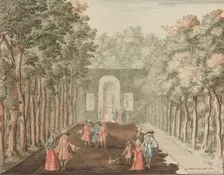 De Laan na Ceres, tegen over t Beeld van Phaunus' in: Tooneel Der Voornaamste Nederland..., n.d.. Creator: Lorenz Scherm