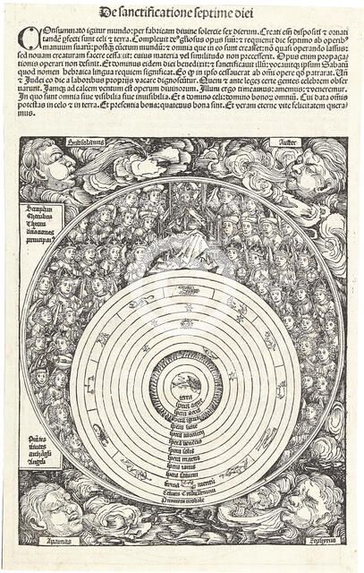 De sanctificatione septime diei (from the Schedel's Chronicle of the World), ca 1493. Creator: Wolgemut, Michael (1434-1519).