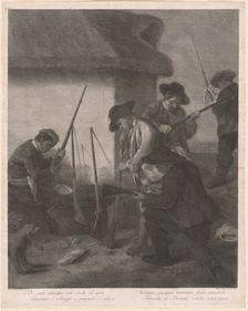 De Servi Cacciator... (Servants Preparing the Guns for the Hunt), 1763. Creator: Marco Alvise Pitteri