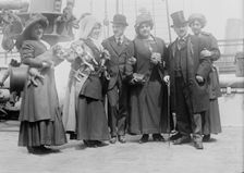 De Rigny and Tety Langy holding dogs, D'Alveres and brother, Oscar and Stella Hammerstein, 1910. Creator: Bain News Service