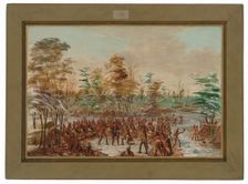 De Tonty Suing for Peace in the Iroquois Village. January 2, 1680, 1847/1848. Creator: George Catlin