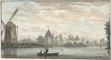 De Vos Windmill and the Verbeid de Tijd house on the Drecht..., 1701-1759. Creator: Cornelis Pronk