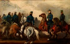 Detachment of Austrian Hussars, between 1837-1840, after 1850. Creator: Piotr Michalowski