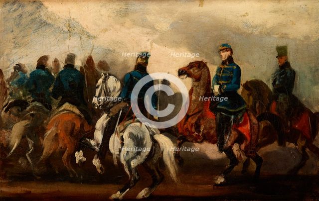 Detachment of Austrian Hussars, between 1837-1840, after 1850. Creator: Piotr Michalowski.