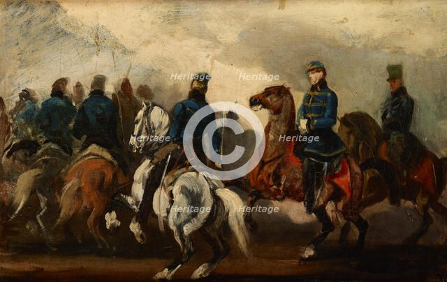 Detachment of Austrian Hussars, between 1837-1840, after 1850. Creator: Piotr Michalowski.