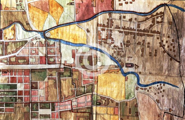 Detail map of the village of Gracia (Barcelona) in 1845.